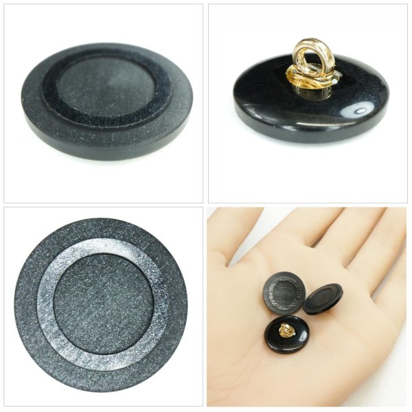 画像5: 樹脂ボタン リングデザイン【ブラック】17mm 8個入 丸型 足つき 手芸 服飾 付け替え きらきらぷんぷん丸 B-2092 (5)