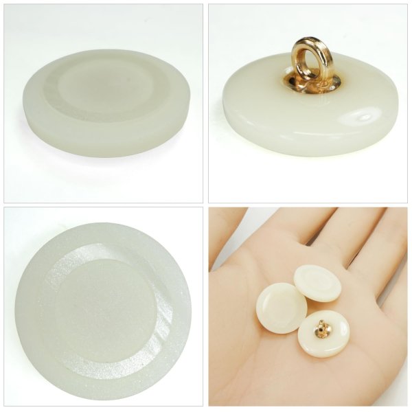 画像5: 樹脂ボタン リングデザイン【アイボリー】17mm 8個入 丸型 足つき 手芸 服飾 付け替え きらきらぷんぷん丸 B-2095 (5)