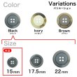 画像3: 樹脂ボタン【ブラック】15mm 10個入 丸型 四つ穴 リムデザイン マーブル調 手芸 服飾 付け替え きらきらぷんぷん丸 B-2100 (3)