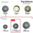 画像3: 樹脂ボタン【ブラック】17.5mm 8個入 丸型 四つ穴 リムデザイン マーブル調 手芸 服飾 付け替え きらきらぷんぷん丸 B-2101 (3)