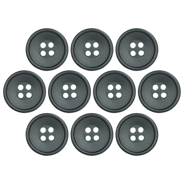 画像1: 樹脂ボタン 皿型【ブラック】15mm 10個入 四つ穴 丸型 フチあり くぼみ 手芸 服飾 付け替え きらきらぷんぷん丸 B-2117 (1)