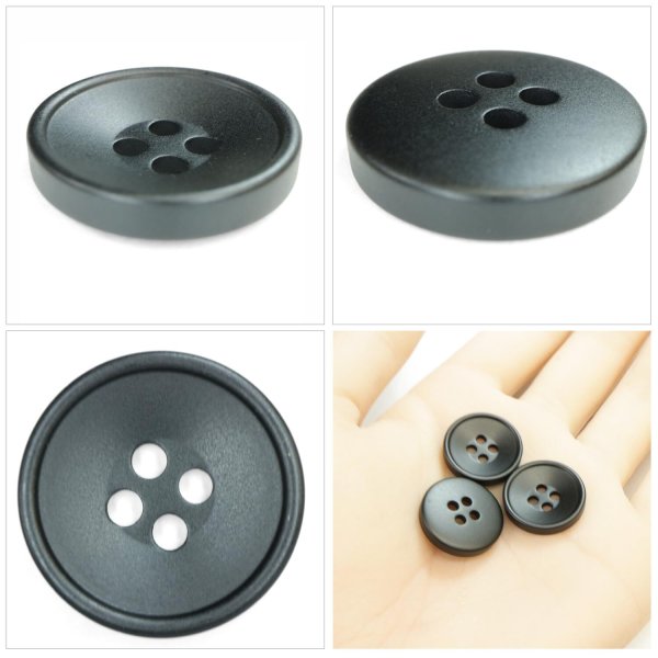 画像5: 樹脂ボタン 皿型【ブラック】18mm 8個入 四つ穴 丸型 フチあり くぼみ 手芸 服飾 付け替え きらきらぷんぷん丸 B-2118 (5)