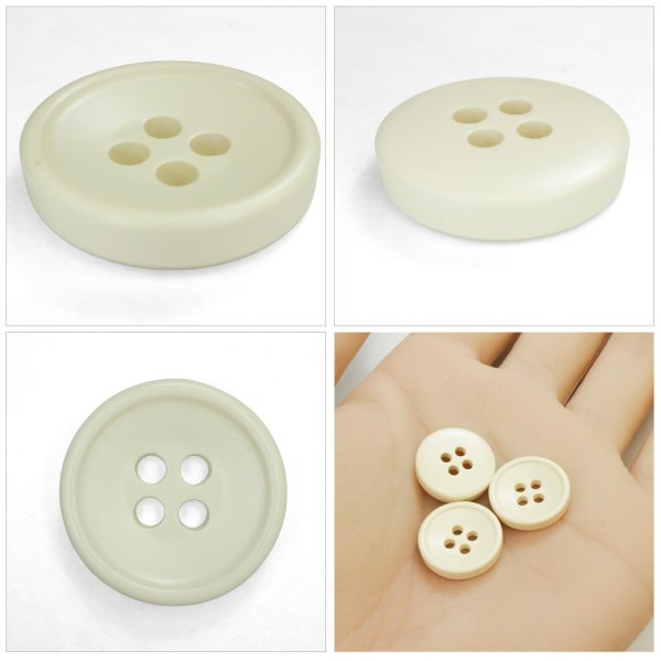画像5: 樹脂ボタン 皿型【アイボリー】15mm 10個入 四つ穴 丸型 フチあり くぼみ 手芸 服飾 付け替え きらきらぷんぷん丸 B-2119 (5)