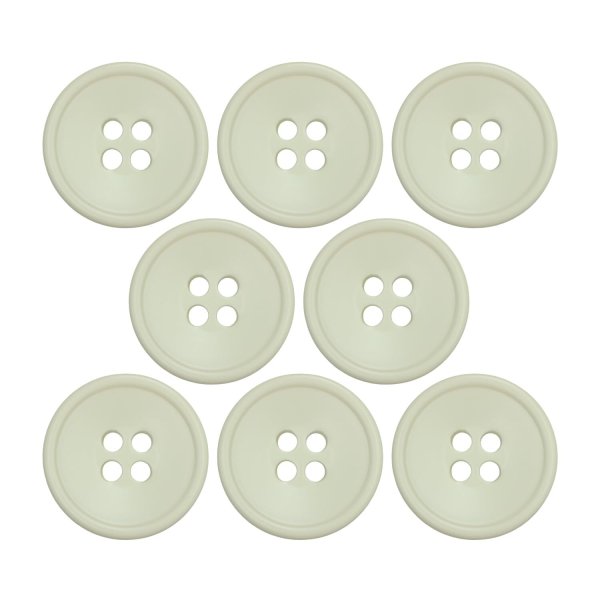 画像1: 樹脂ボタン 皿型【アイボリー】18mm 8個入 四つ穴 丸型 フチあり くぼみ 手芸 服飾 付け替え きらきらぷんぷん丸 B-2120 (1)