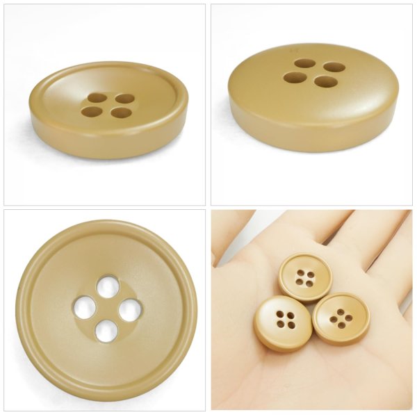画像5: 樹脂ボタン 皿型【キャメル】18mm 8個入 四つ穴 丸型 フチあり くぼみ 手芸 服飾 付け替え きらきらぷんぷん丸 B-2122 (5)