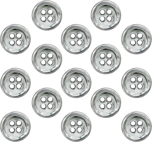 画像1: メタルボタン 四つ穴 【シルバー 鏡面仕上げ】 銀 シャツ スーツ 15個入り 【12.5mm】 きらきらぷんぷん丸 B-214 (1)