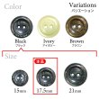 画像3: 二つ穴樹脂ボタン【ブラック】17.5mm 8個入 シェル調 丸型 光沢 模様 手芸 服飾 付け替え きらきらぷんぷん丸 B-2153 (3)