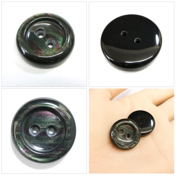 画像5: 二つ穴樹脂ボタン【ブラック】21mm 6個入 シェル調 丸型 光沢 模様 手芸 服飾 付け替え きらきらぷんぷん丸 B-2154 (5)