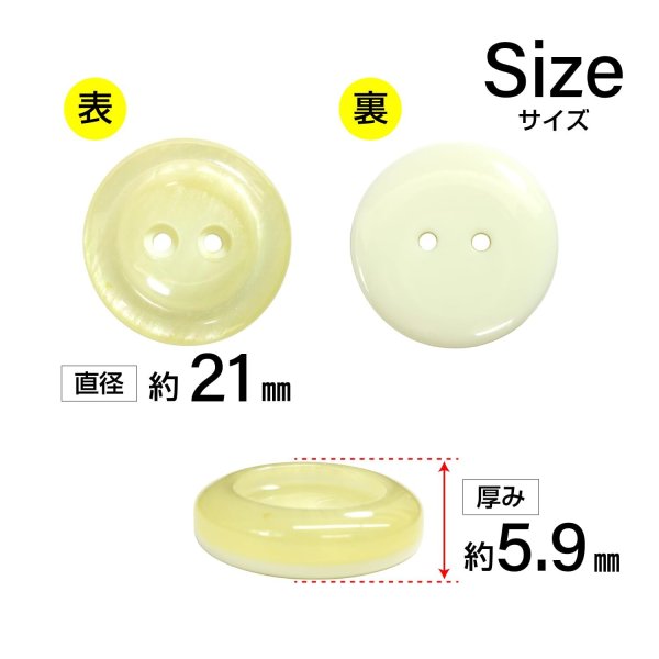 画像2: 二つ穴樹脂ボタン【アイボリー】21mm 6個入 シェル調 丸型 光沢 模様 手芸 服飾 付け替え きらきらぷんぷん丸 B-2157 (2)