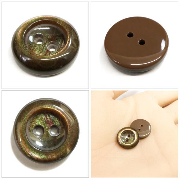 画像5: 二つ穴樹脂ボタン【ブラウン】15mm 10個入 シェル調 丸型 光沢 模様 手芸 服飾 付け替え きらきらぷんぷん丸 B-2158 (5)