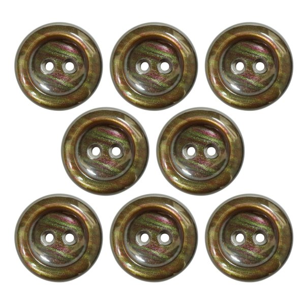 画像1: 二つ穴樹脂ボタン【ブラウン】17.5mm 8個入 シェル調 丸型 光沢 模様 手芸 服飾 付け替え きらきらぷんぷん丸 B-2159 (1)