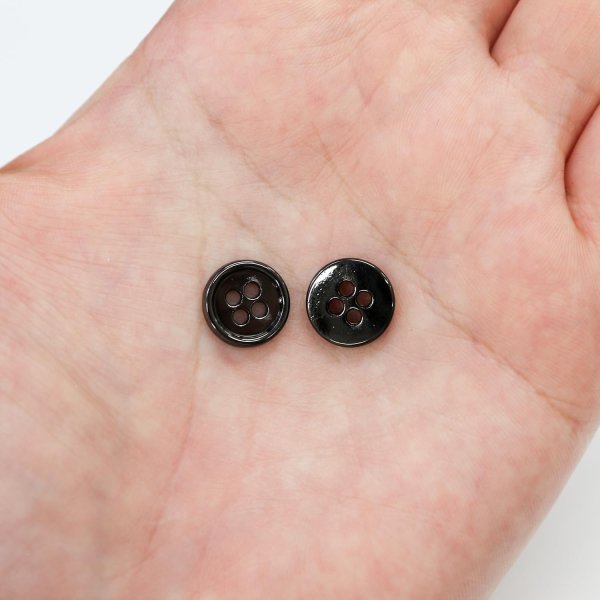 画像7: メタルボタン 四つ穴 【ブラック 鏡面仕上げ】 黒 シャツ スーツ 15個入り 【11.5mm】 きらきらぷんぷん丸 B-221 (7)