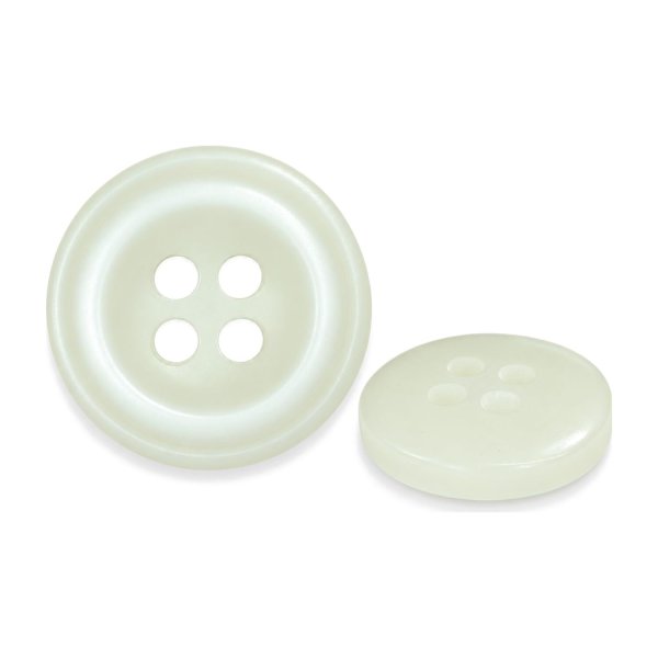 画像1: 樹脂ボタン ボールドリム【アイボリー】15mm 10個入 丸型 四つ穴 マーブル調 手芸 服飾 付け替え きらきらぷんぷん丸 B-2225 (1)