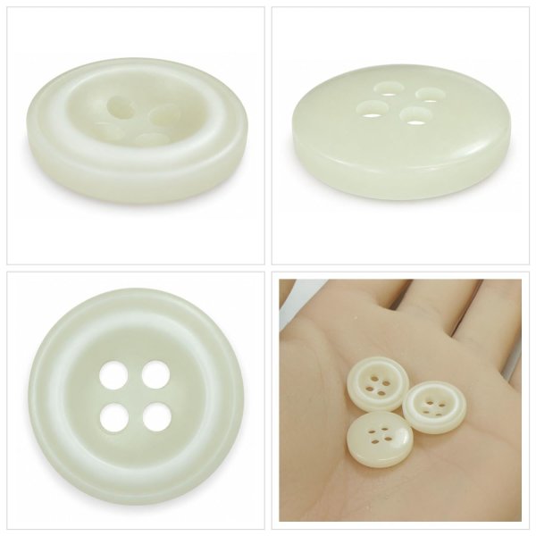 画像5: 樹脂ボタン ボールドリム【アイボリー】15mm 10個入 丸型 四つ穴 マーブル調 手芸 服飾 付け替え きらきらぷんぷん丸 B-2225 (5)