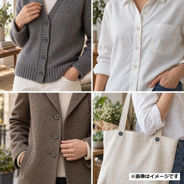 画像6: 樹脂ボタン ボールドリム【アイボリー】17.5mm 8個入 丸型 四つ穴 マーブル調 手芸 服飾 付け替え きらきらぷんぷん丸 B-2226 (6)