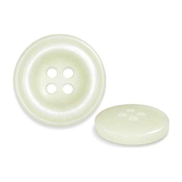 画像1: 樹脂ボタン ボールドリム【アイボリー】20mm 6個入 丸型 四つ穴 マーブル調 手芸 服飾 付け替え きらきらぷんぷん丸 B-2227 (1)