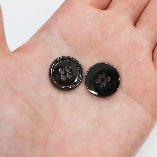画像7: メタルボタン 四つ穴 【ブラック 鏡面仕上げ】 黒 シャツ スーツ 10個入り 【18mm】 きらきらぷんぷん丸 B-224 (7)