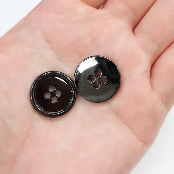 画像7: メタルボタン 四つ穴 【ブラック 鏡面仕上げ】 黒 シャツ スーツ 10個入り 【20mm】 きらきらぷんぷん丸 B-225 (7)