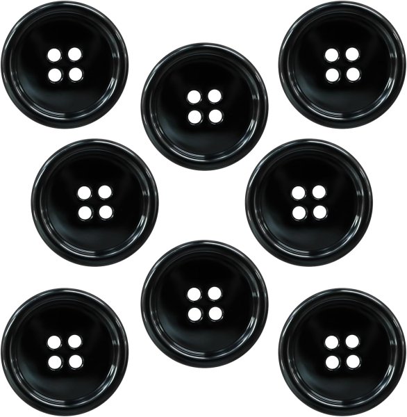 画像1: メタルボタン 四つ穴 【ブラック 鏡面仕上げ】 黒 シャツ スーツ 8個入り 【25mm】 きらきらぷんぷん丸 B-227 (1)
