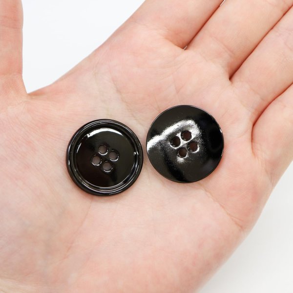 画像7: メタルボタン 四つ穴 【ブラック 鏡面仕上げ】 黒 シャツ スーツ 8個入り 【25mm】 きらきらぷんぷん丸 B-227 (7)