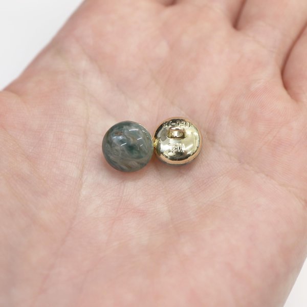 画像7: 足つきボタン 【グリーン マーブル】 緑 シャツ スーツ 10個入り 【11.5mm】 きらきらぷんぷん丸 B-266 (7)