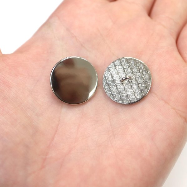 画像7: メタルボタン フラット 【シルバー 鏡面仕上げ】 銀 ビジュー 飾り 縫製 袖口 10個入り 【20mm】 きらきらぷんぷん丸 B-293 (7)