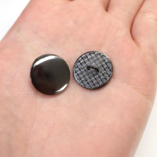 画像7: メタルボタン フラット 【ブラック 鏡面仕上げ】 黒 ビジュー 飾り 縫製 袖口 10個入り 【18mm】 きらきらぷんぷん丸 B-298 (7)