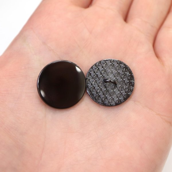 画像7: メタルボタン フラット 【ブラック 鏡面仕上げ】 黒 ビジュー 飾り 縫製 袖口 10個入り 【20mm】 きらきらぷんぷん丸 B-299 (7)