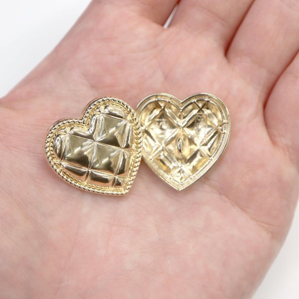 画像7: メタルボタン ハート型 キルティング風 【ゴールド 鏡面仕上げ】 金 足つき 飾り 縫製 6個入 【25mm】 きらきらぷんぷん丸 B-314 (7)