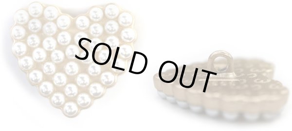 画像1: パールボタン 装飾 足つき ハート型【25mm】5個入り パール ボタン ホワイト 手芸 飾りボタン かわいい おしゃれ きらきらぷんぷん丸 B-317 (1)