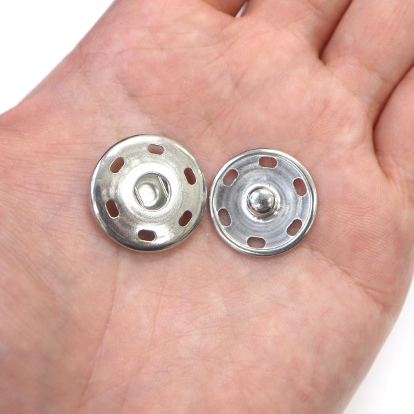 画像6: スナップボタン シルバー 21mm 10組入り 縫い付けタイプ 打ち具不要 銀 ボタン きらきらぷんぷん丸 B-328 (6)