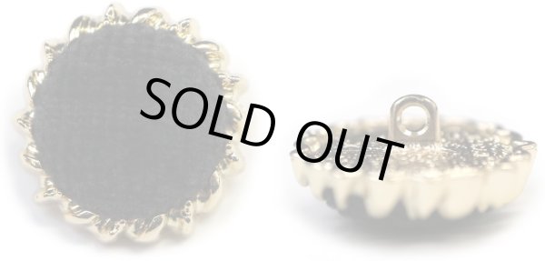 画像1: スエード調 布ボタン 【ブラック】 黒 金フチ ボタン 飾りボタン 縫製ボタン 袖口ボタン 8個入り 【21.5mm】 きらきらぷんぷん丸 B-431 (1)