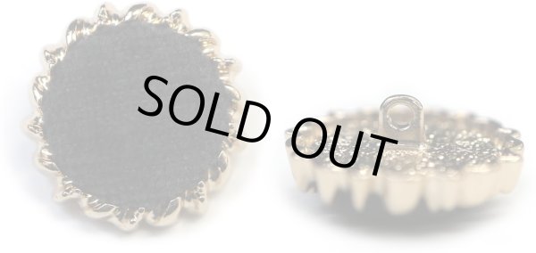 画像1: スエード調 布ボタン 【ブラック】 黒 金フチ ボタン 飾りボタン 縫製ボタン 袖口ボタン 6個入り 【25mm】 きらきらぷんぷん丸 B-432 (1)