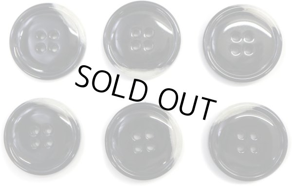 画像1: 水牛調ボタン【ブラック&ホワイト】スーツ コート ジャケット ブレザー 四つ穴 フロント 袖口 6個入り【25mm】きらきらぷんぷん丸 B-484 (1)