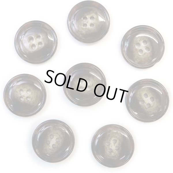 画像1: 水牛調ボタン【ダークブラウン&ホワイト】スーツ コート ジャケット ブレザー 四つ穴 フロント 袖口 8個入り【20mm】きらきらぷんぷん丸 B-497 (1)