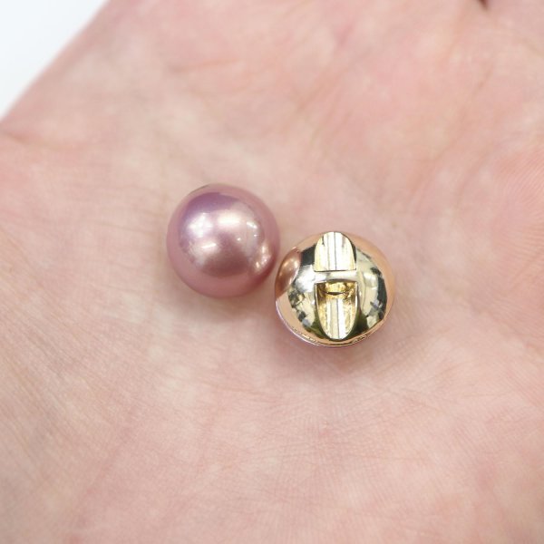 画像7: オーロラ パールボタン 【パープル】 ゴールド 台座付き カラー パール ボタン 紫 6個入り 【12mm】 きらきらぷんぷん丸 B-545 (7)