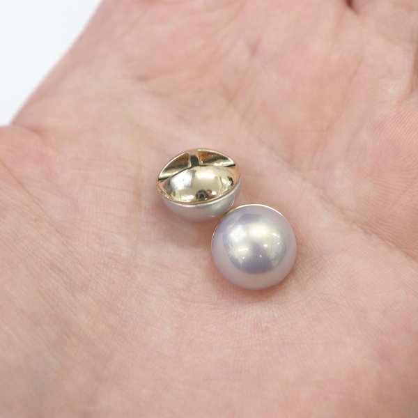 画像7: オーロラ パールボタン 【グレー】 ゴールド 台座付き カラー パール ボタン 灰色 6個入り 【12mm】 きらきらぷんぷん丸 B-548 (7)