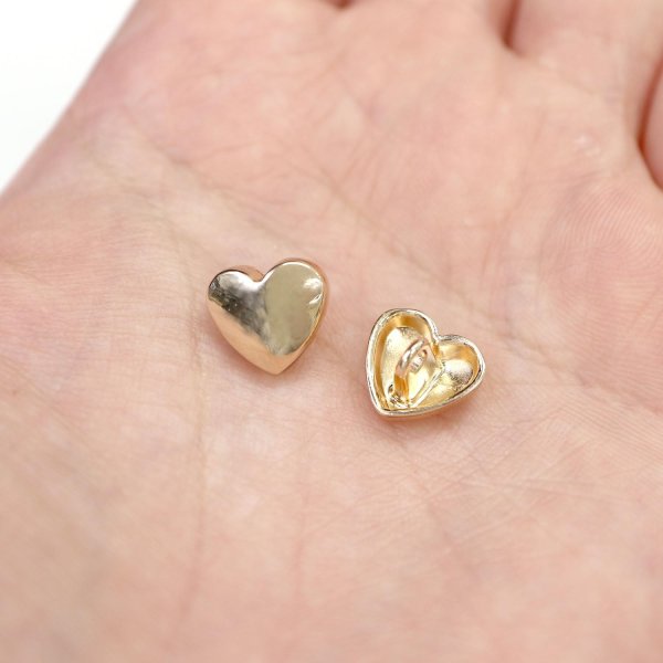 画像7: メタルボタン ハート型【ゴールド 鏡面仕上げ】足つき 金 ビジュー 飾り 縫製 手芸 10個入り【10.5mm】きらきらぷんぷん丸 B-572 (7)