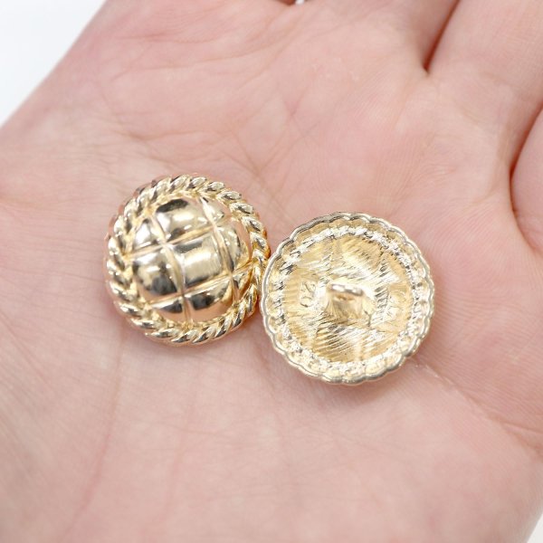 画像7: メタルボタン 丸型 足つき キルティング風 【ゴールド】 金 ボタン 鏡面仕上げ スーツボタン ジャケットボタン 8個入り 【20mm】 きらきらぷんぷん丸 B-576 (7)