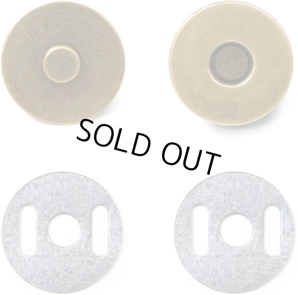 画像1: 磁気ボタン 差し込みタイプ 【アンティーク ゴールド】 金 打ち具不要 マグネットボタン 留め具 10組入り 【18mm】 きらきらぷんぷん丸 B-588 (1)