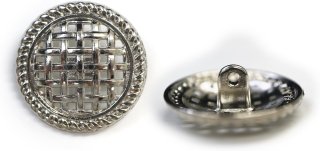 【ちゃんまる】22年新作STONE  ナイロンメタル メタルボタン 足つき 網目 【シルバー】 銀 ボタン 波型 フチ 金属