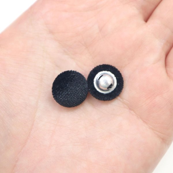画像7: ベロアボタン 【ブラック】 黒 くるみボタン ボタン 飾りボタン つつみボタン 12個入り 【12.5mm】 きらきらぷんぷん丸 B-654 (7)