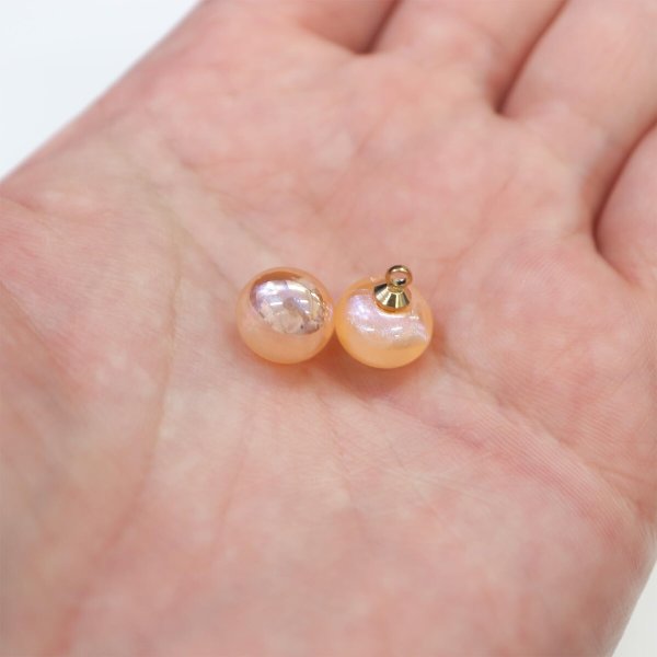 画像7: 飾りボタン 丸玉 シャンク オーロラ ラメ 8個入 【10mm】 パール風 ビーズ 【オレンジ】 チャーム パーツ アクセサリー パーツ ハンドメイド 手芸 足つき キャンディ グリッター シャツ きらきらぷんぷん丸 B-667 (7)