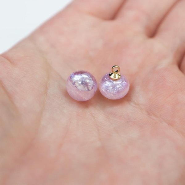 画像7: 飾りボタン 丸玉 シャンク オーロラ ラメ 8個入 【10mm】 パール風 ビーズ 【パープル】 紫 チャーム パーツ アクセサリー パーツ ハンドメイド 手芸 足つき キャンディ グリッター シャツ きらきらぷんぷん丸 B-668 (7)