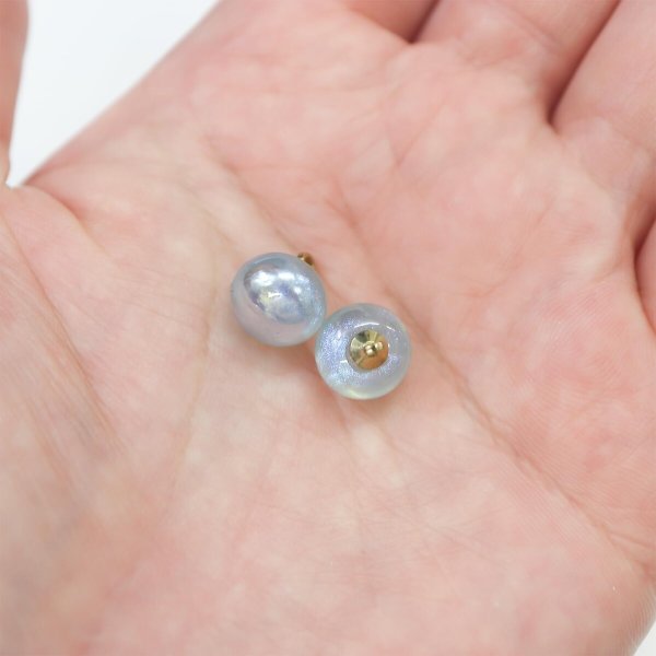 画像7: 飾りボタン 丸玉 シャンク オーロラ ラメ 8個入 【10mm】 パール風 ビーズ 【ブルー】 青 チャーム パーツ アクセサリー パーツ ハンドメイド 手芸 足つき キャンディ グリッター シャツ きらきらぷんぷん丸 B-670 (7)