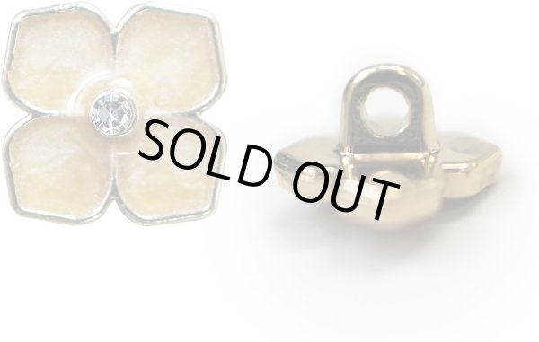 画像1: ラインストーン 花型ボタン 足つき 【オレンジ】 モチーフ ボタン 飾りボタン フラワー かわいい 5個入り 【11.5mm】 きらきらぷんぷん丸 B-719 (1)