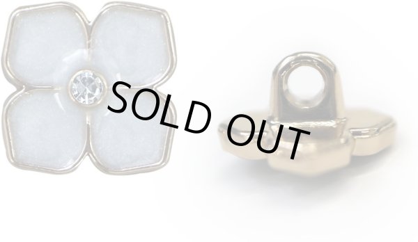 画像1: ラインストーン 花型ボタン 足つき 【ライトブルー】 青 モチーフ ボタン 飾りボタン フラワー かわいい 5個入り 【11.5mm】 きらきらぷんぷん丸 B-723 (1)