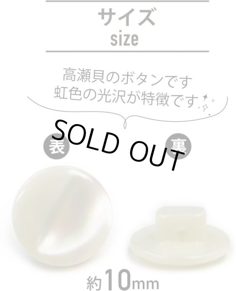 画像3: 高瀬貝 フラット ボタン 【ホワイト】 白 シェルボタン 貝ボタン 貝製 5個入り 【10mm】 きらきらぷんぷん丸 B-756 (3)