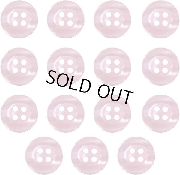 画像1: 四つ穴ボタン ツヤあり 【ピンク】 ボタン 光沢 カラーボタン シャツボタン 15個入り 【11.5mm】 きらきらぷんぷん丸 B-761 (1)