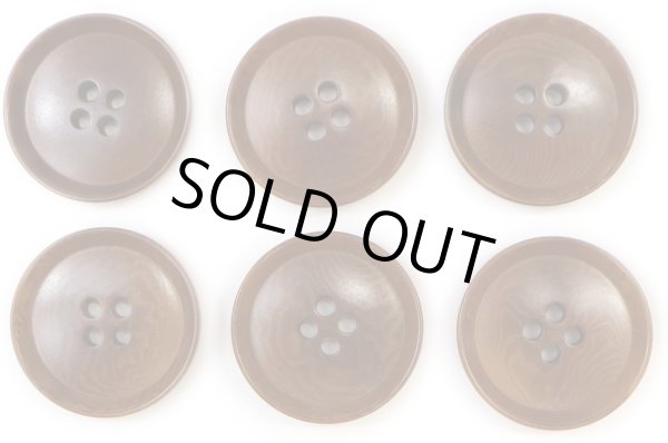 画像1: ナットボタン 四つ穴ボタン 【ブラウン】 茶色 フチ薄 スーツボタン ベーシック ウッド ボタン 6個入り 【25mm】 きらきらぷんぷん丸 B-803 (1)